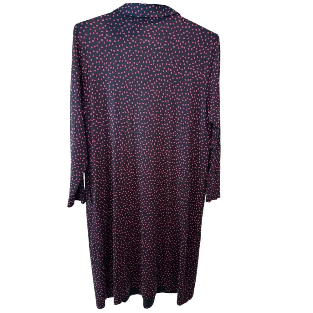 J Jill WearEver Navy Pink Polka Dot Shirt Dress Button Front‎ Sz XL Tall